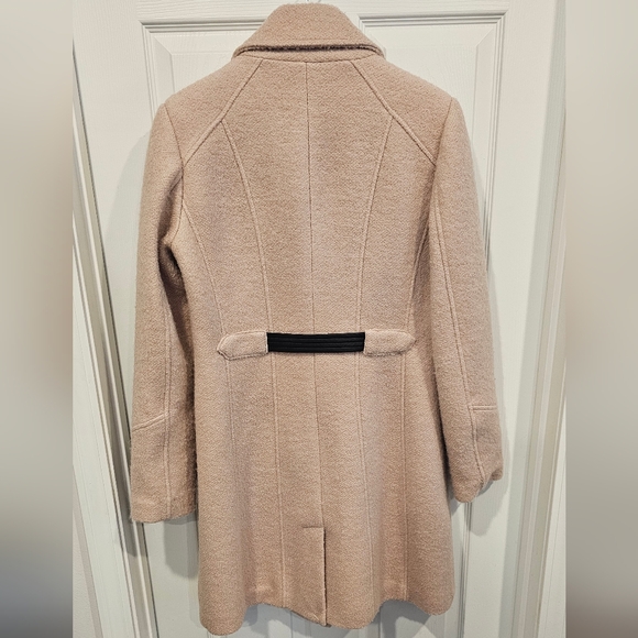 Karl Lagerfeld Womens Cream Wool Blend Coat With Leather Trim - Size M - Picture 2 of 13